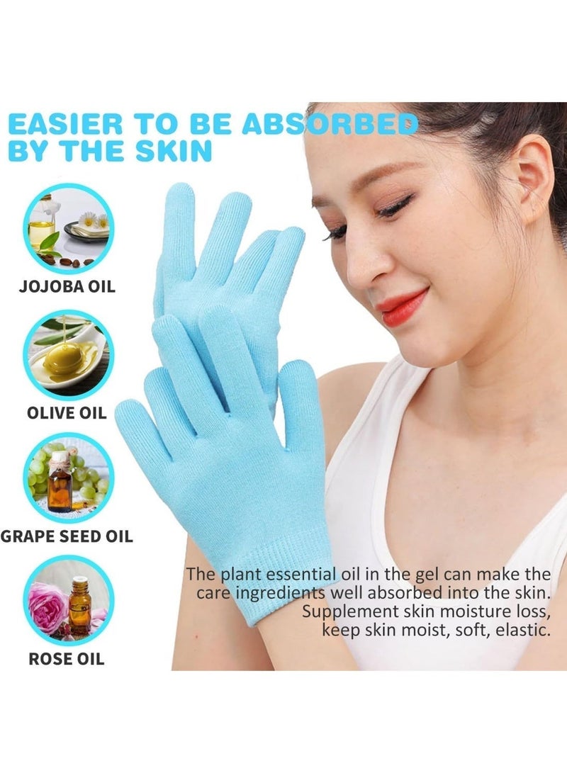 ChicAbode 4 Pcs Moisturizing Gloves and Socks Set, Gel Spa Therapy Set, Soften and Repair Dry Cracked Skin, Hands and Feet Skin Care, Effective for Dry Chapped Hands and Feet, Reusable, Comfortable Fabric, Blue - Image 3